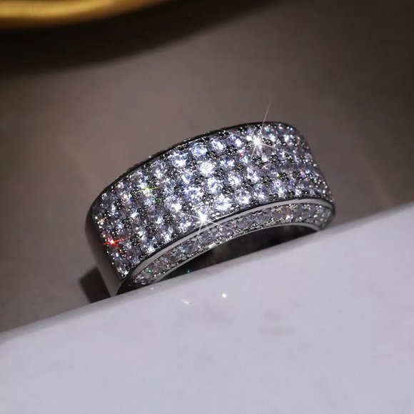 💛 925 Silver Plated Beautiful CZ Luxury Ring for Women Men, MLNN1176 - Picture 5 of 7